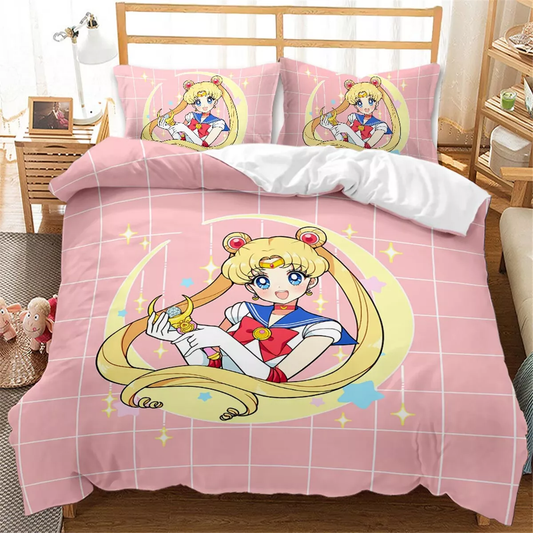 Sailor Moon Bedding Set Sailor Moon And The Scepter Duvet Covers Pink Unique Gift