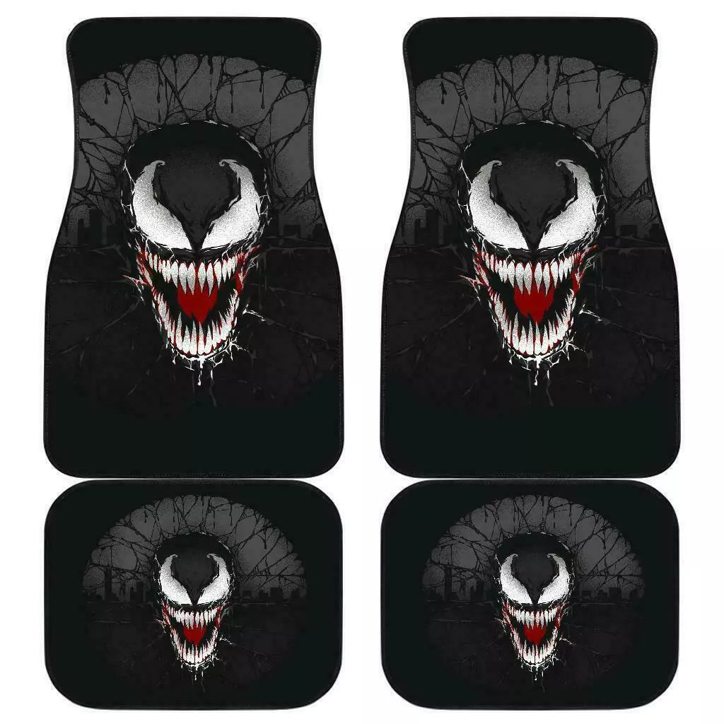 Venom Car Mats MV Venom Face In The Dark Car Floor Mats Black