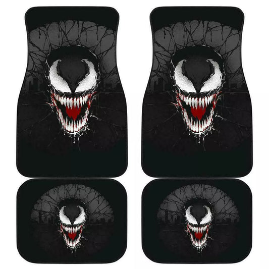 Venom Car Mats MV Venom Face In The Dark Car Floor Mats Black