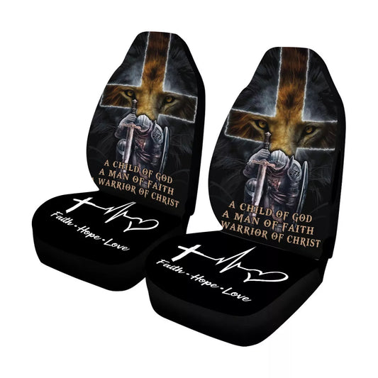 Jesus Car Seat Covers A Warrior Of Christ Faith Hope Love Seat Covers Black