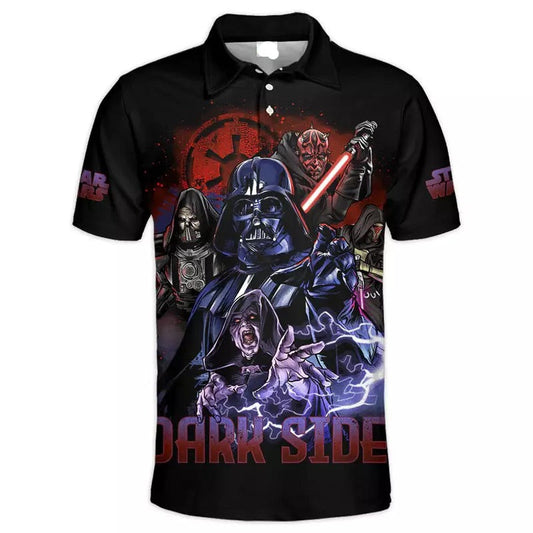 SW Polo Shirt Dark Side Villains Graphic Polo Tees Black