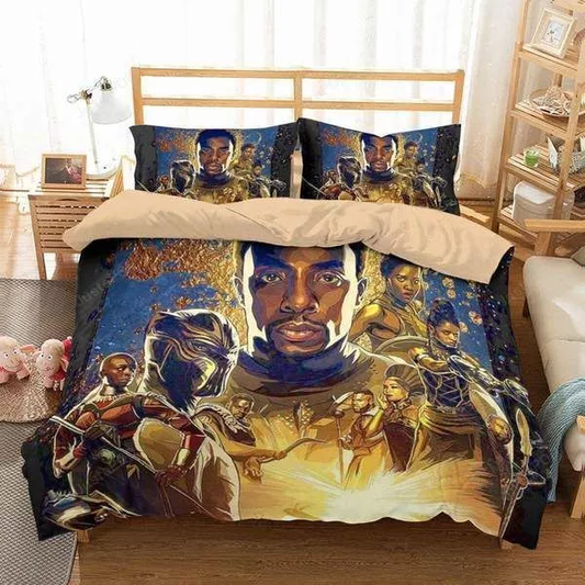 Black Panther Bedding Set MV All Characters Graphic Duvet Covers Yellow Unique Gift