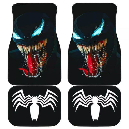 Venom Car Mats Venom Scary Face Symbol Pattern Car Floor Mats Black White