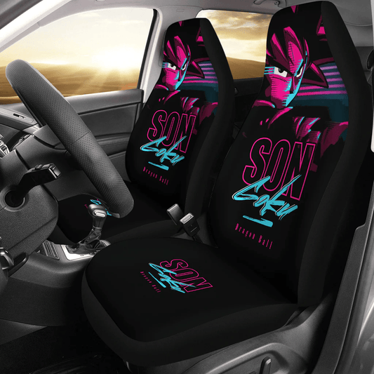 Dragon Ball Car Seat Covers Retro Neon Light Dragon Ball Goku Seat Covers Pink Black