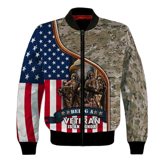 Veteran Bomber Jacket Being A Veteran Is An Honor Bomber Colorful Unisex