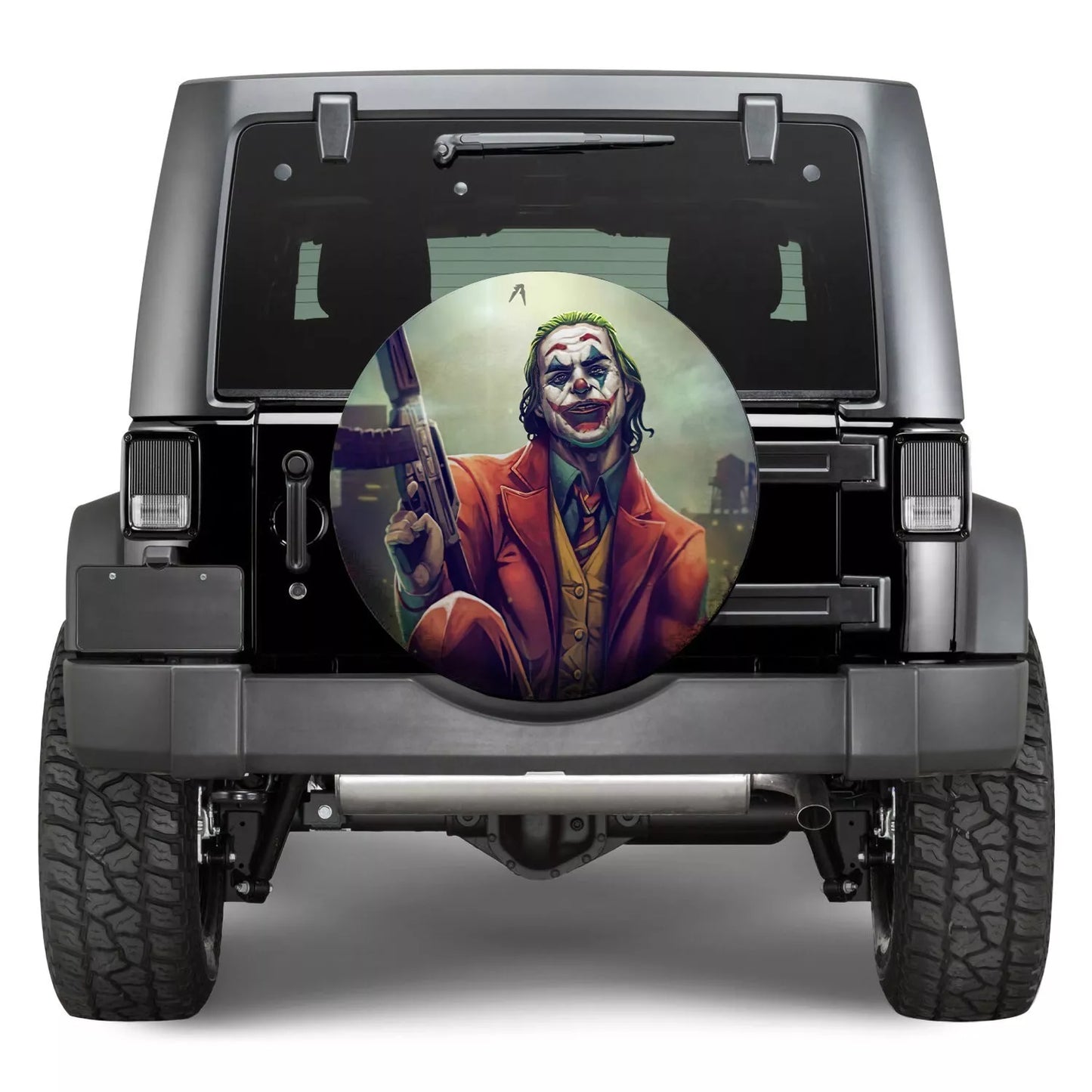 Joker Spare Tire Cover DC Laughing Joker With Weapon Tire Covers Colorful