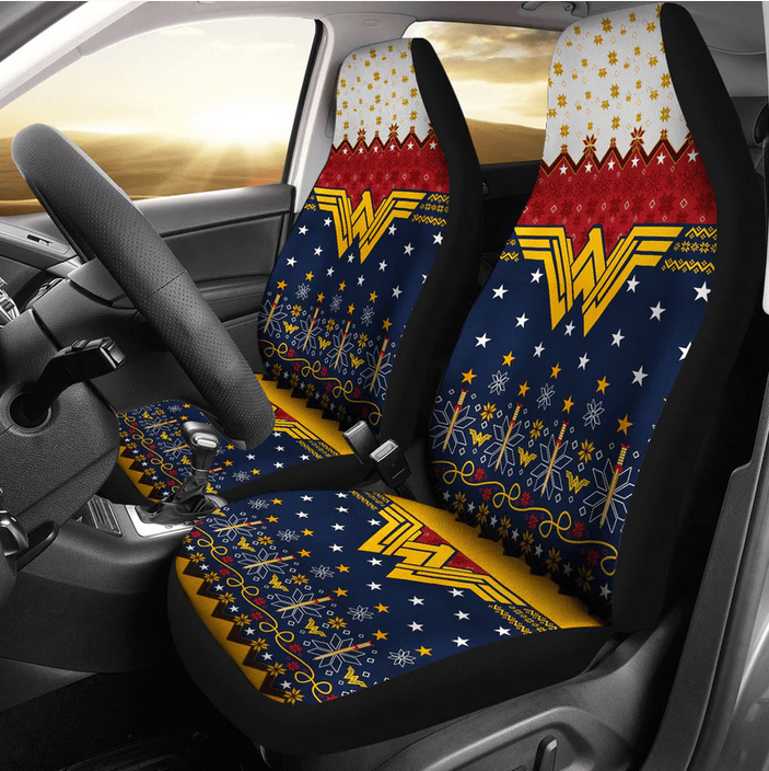 Wonder Woman Car Seat Covers Wonder Woman Symbol Christmas Pattern Seat Covers Red Blue