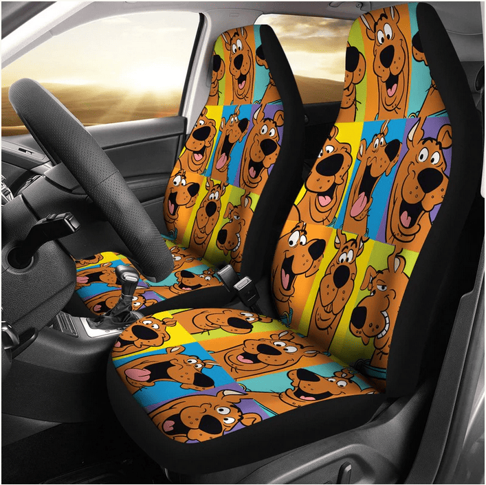 Scooby Doo Car Seat Covers Scooby Doo Face Pattern Seat Covers Brown