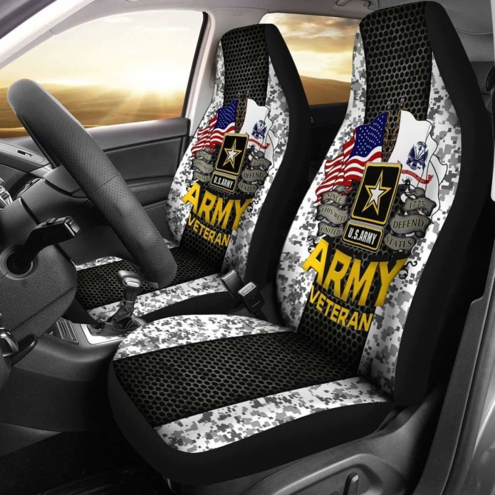 Veteran Car Seat Covers US Army Veteran Camoflage Pattern Seat Covers Black White