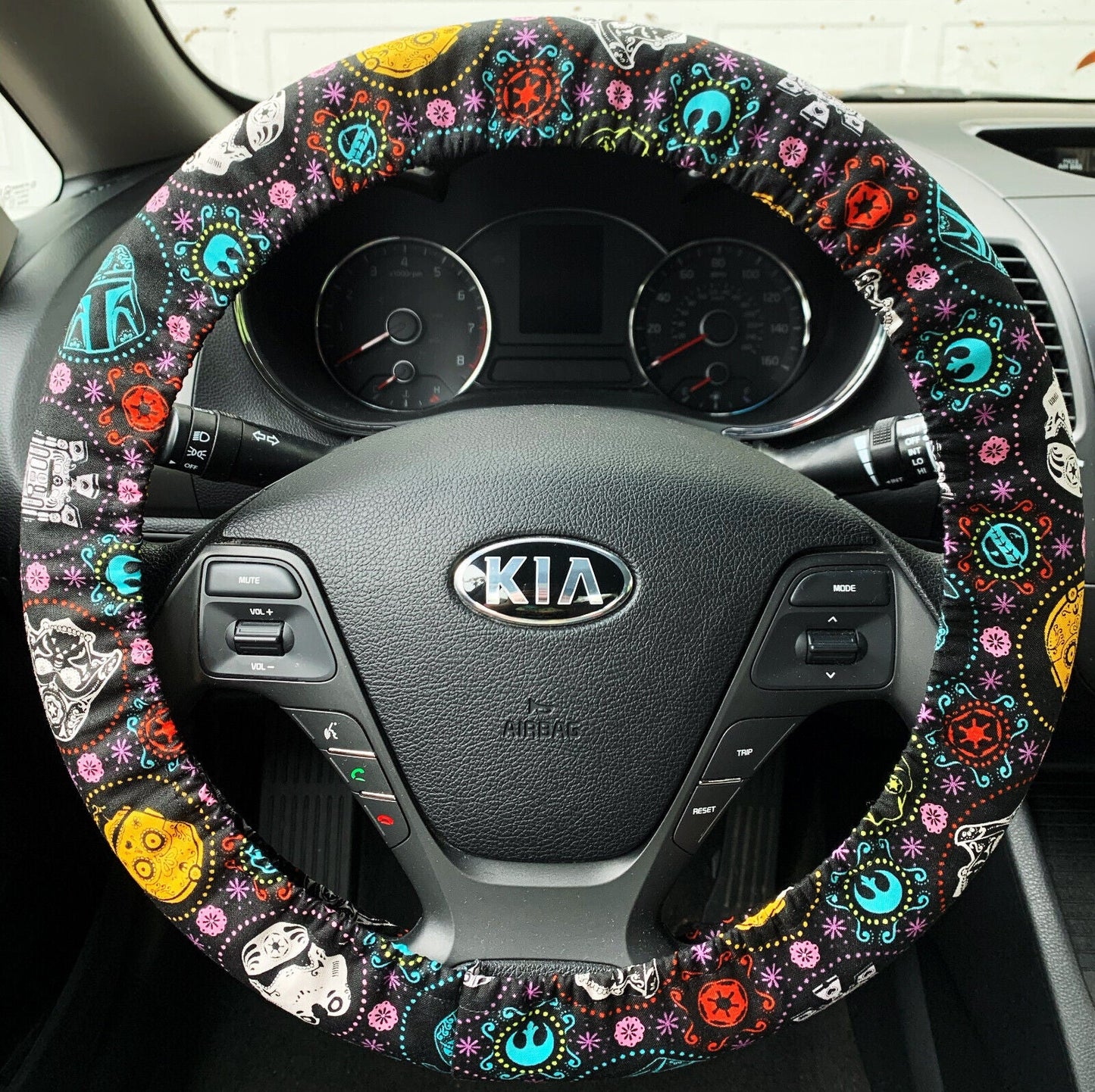 SW Steering Wheel Cover Darth Vader Stormstrooper C3 PO Sugar Skull Driving Wheel Cover Colorful