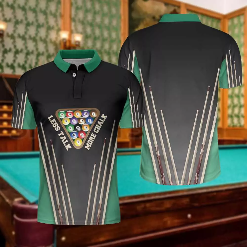 Billard Polo Shirt Billard Cues And Balls Pattern Boys Polo Shirts Green