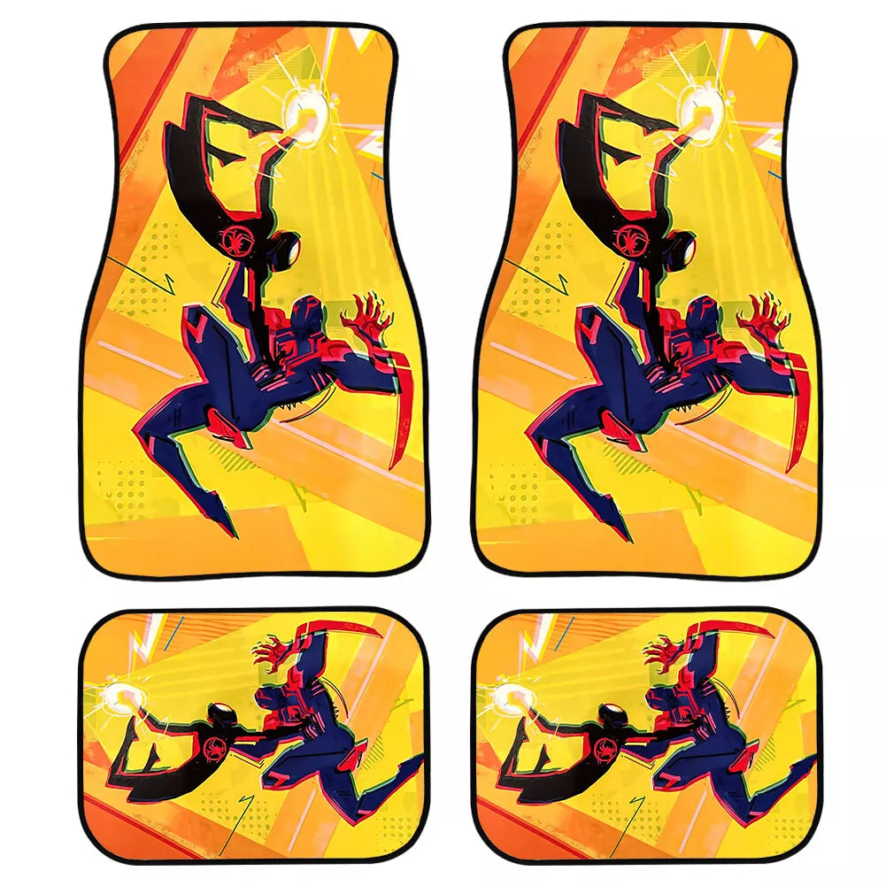 Spiderman Car Mats Spiderman Mile Morales Fights Spiderman 2099 Car Floor Mats Yellow