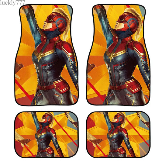 MV Car Floor Mats Superhero Character Captain MV Flying Pose Car Mats