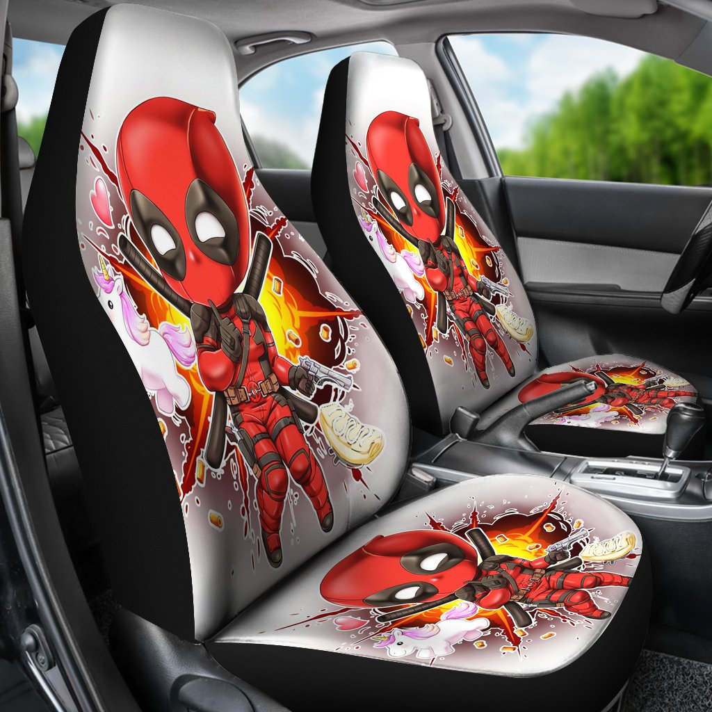 DP Car Seat Covers Chibi DP With Unicorn Explosion Seat Covers Red White