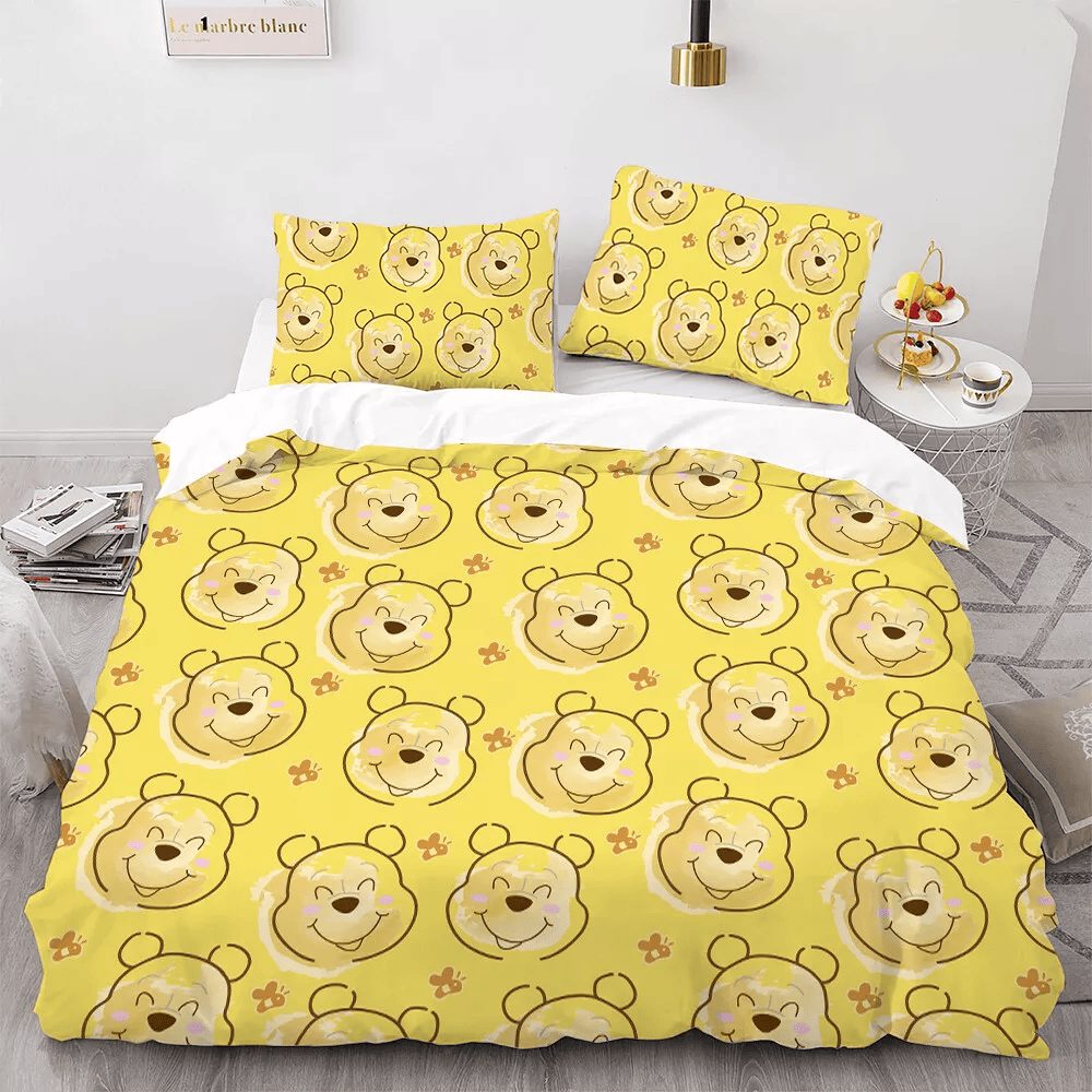 WTP Bedding Set DN WTP Faces And Flowers Pattern Duvet Covers Yellow Unique Gift