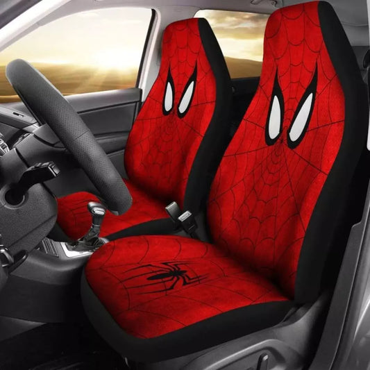 Spiderman Car Seat Covers MV Spiderman Hero Mask Web Pattern Seat Covers Red