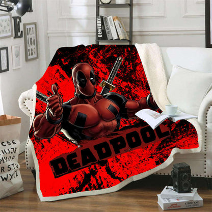Deadpool Blanket Bloodthirsty Strong Deadpool Graphic Blanket Red