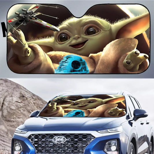 SW Car Sun Shade Baby Yoda The Child Winshield Sun Shade Colorful