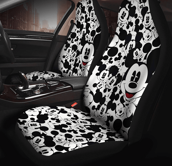 MM Car Seat Covers MM Faces Emotions Pattern Seat Covers Black White