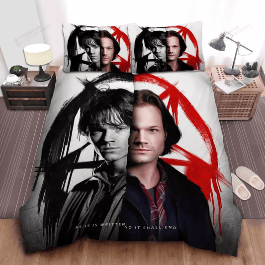 Supernatural Bedding Set As It Is Written So It Shall End Duvet Covers White Black Unique Gift