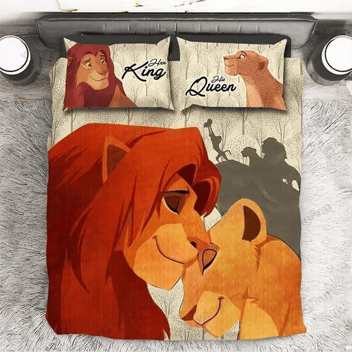 LK Bedding Set DN Her King His Queen Simba And Nala Duvet Covers Orange Unique Gift