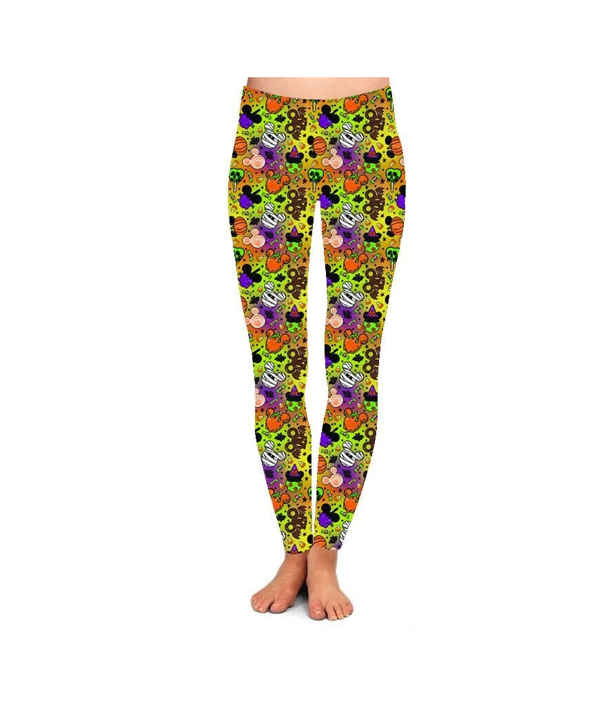 DN Leggings DN Halloween Mouse Ear Snacks Pattern High Waisted Legging Colorful For Women