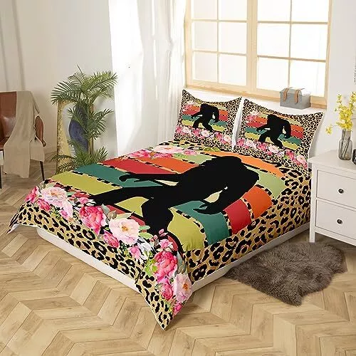 Bigfoot Bedding Set Bigfoot Flowers Leopard Pattern Duvet Covers Colorful Unique Gift