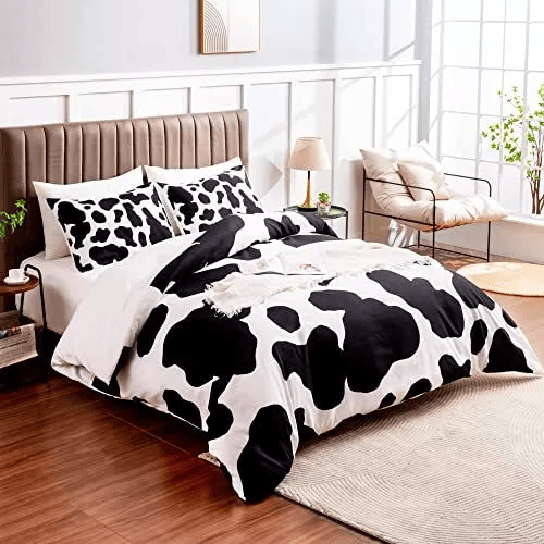 Cow Bedding Set Cow Skin Fur Pattern Duvet Covers Black White Unique Gift