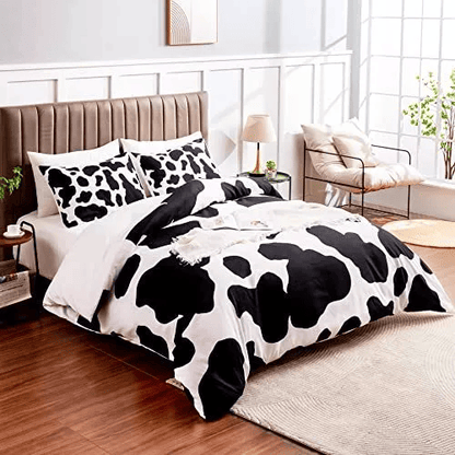 Cow Bedding Set Cow Skin Fur Pattern Duvet Covers Black White Unique Gift