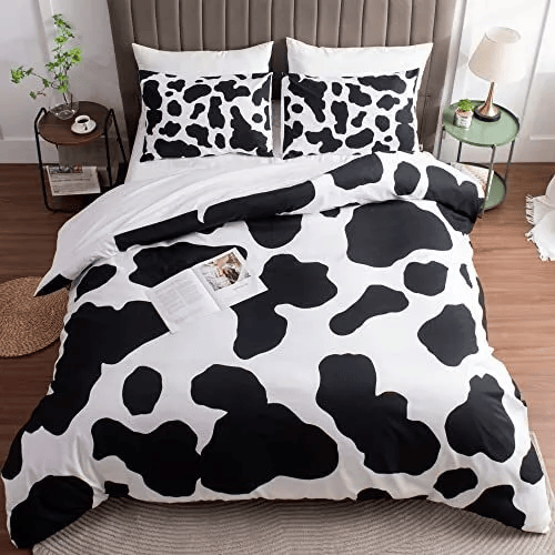 Cow Bedding Set Cow Skin Fur Pattern Duvet Covers Black White Unique Gift