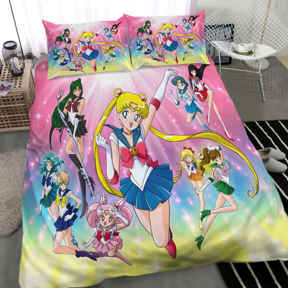 Sailor Moon Bedding Set Sailor Moon And Other Sailors Duvet Covers Colorful Unique Gift