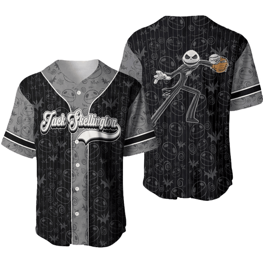 TNBC Jersey Jack Skellington Catcher Player Black Gray Jersey Shirt TNBC Baseball Jersey