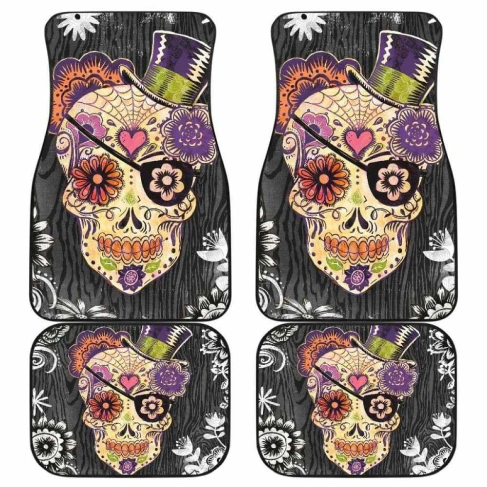 Halloween Car Mats Halloween Sugar Skull Pattern Car Floor Mats Colorful