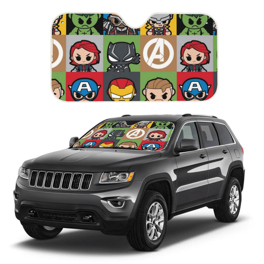 MV Car Sun Shade Chibi MV Heroes Pattern Winshield Sun Shade Colorful