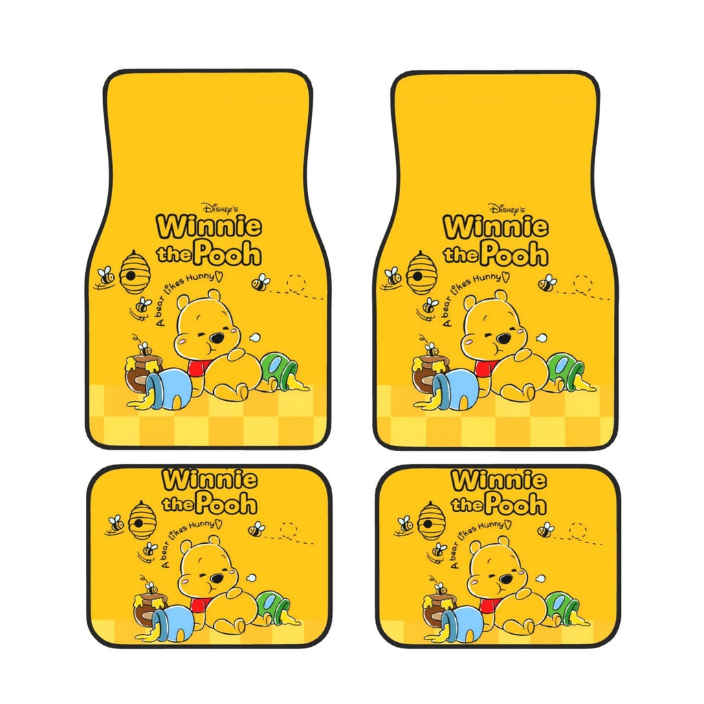 WTP Car Mats Pooh A Bear Likes Hunny Car Floor Mats Yellow