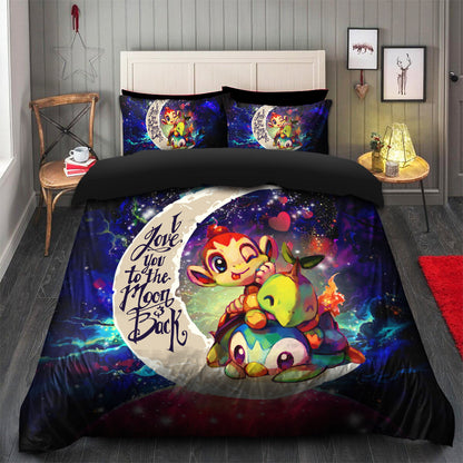 Piplup Turtwig And Chimchar Gen 4 Love You To The Moon Galaxy Bedding Set