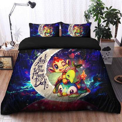 Piplup Turtwig And Chimchar Gen 4 Love You To The Moon Galaxy Bedding Set