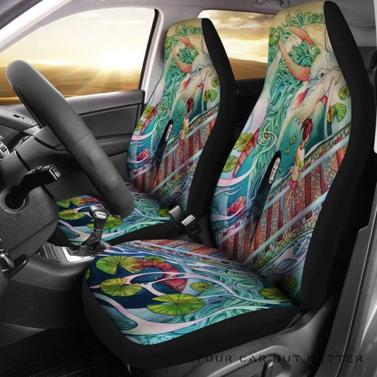 SGhibli Car Seat Covers Spirited Away Kohaku Chihiro No Face Seat Covers Colorful