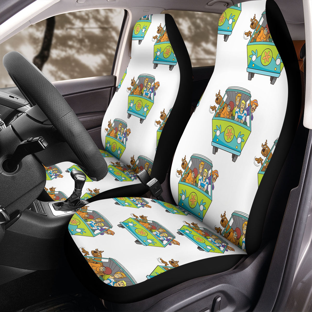 Scooby Doo Car Seat Covers Squad Of Scooby Doo In Van Pattern Seat Covers White