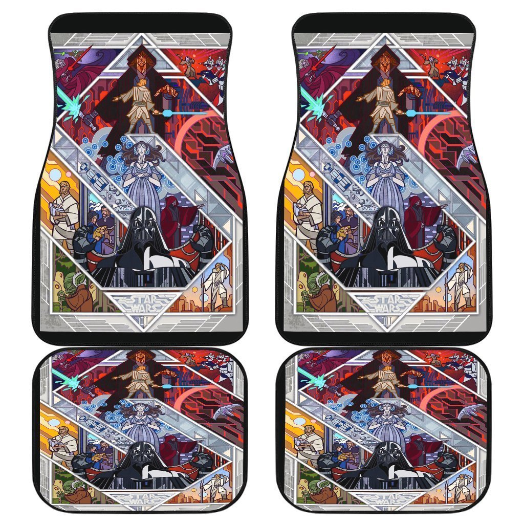 SW Car Mats SW Characters And Darth Vader Art Car Floor Mats Colorful