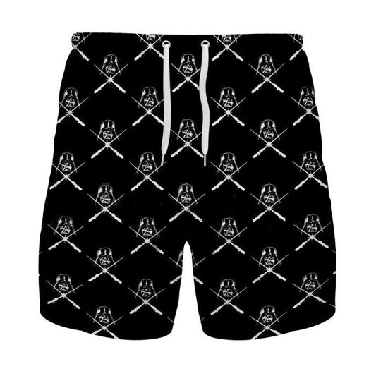 SW Shorts SW Darth Vader And Light Sabers Pattern Beach Shorts Black