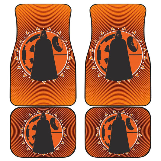 SW Car Mats SW Darth Vader Death Star Spiral Pattern Car Floor Mats Black Orange