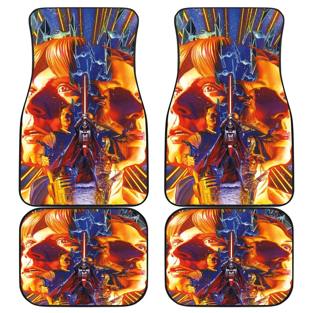 SW Car Mats SW Characters Darth Vader Art Car Floor Mats Blue Orange