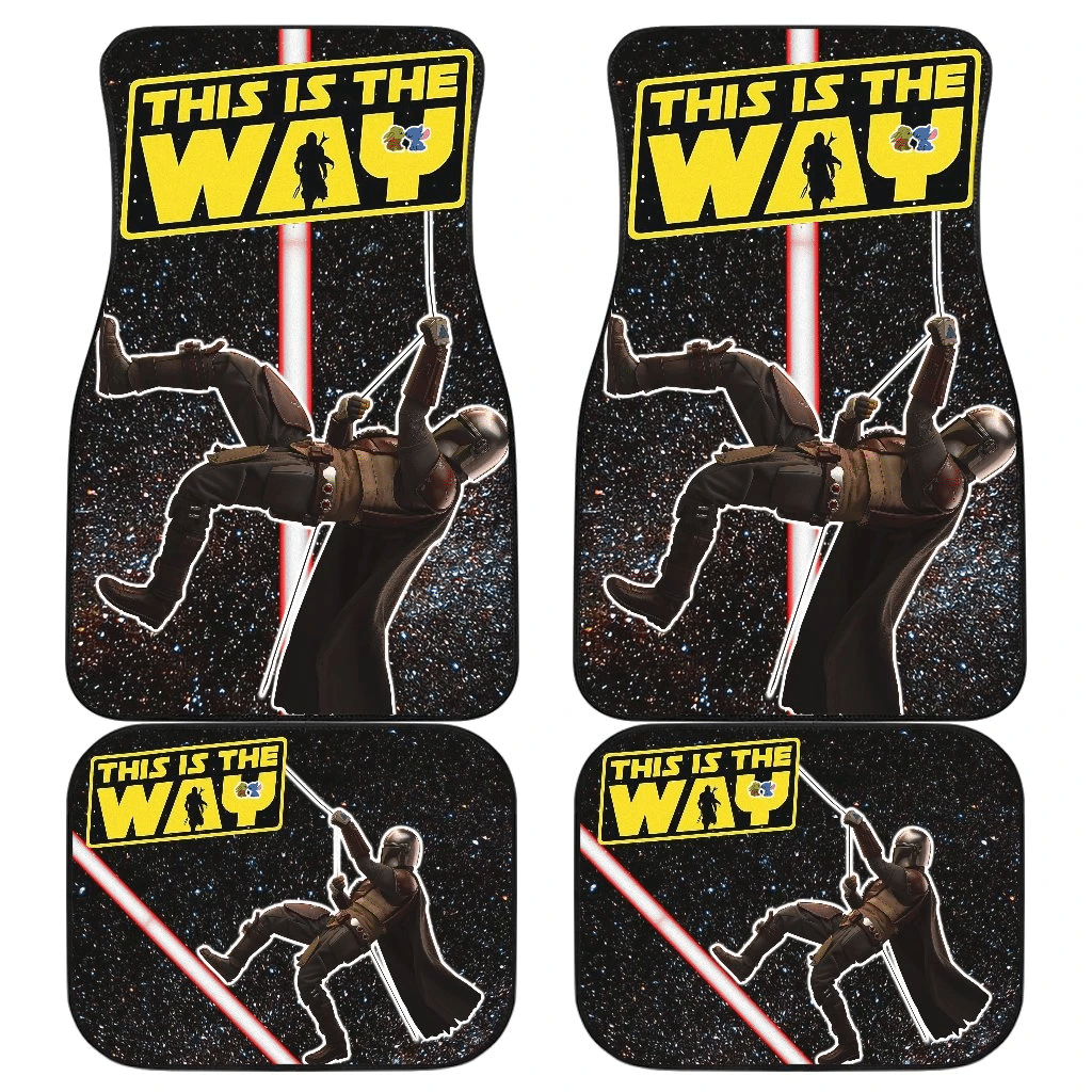 SW Car Mats SW This Is The Way Mandalorian Car Floor Mats Black Yellow