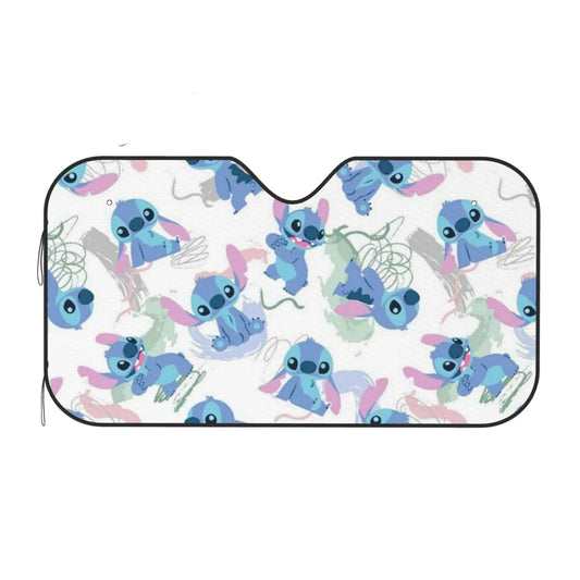 Stitch Car Sun Shade Stitch All Poses Pattern Winshield Sun Shade Blue White