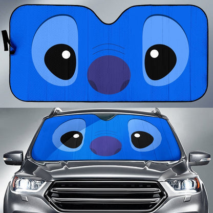 Stitch Car Sun Shade Cute Stitch Face Graphic Winshield Sun Shade Blue