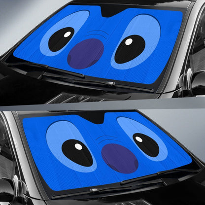 Stitch Car Sun Shade Cute Stitch Face Graphic Winshield Sun Shade Blue