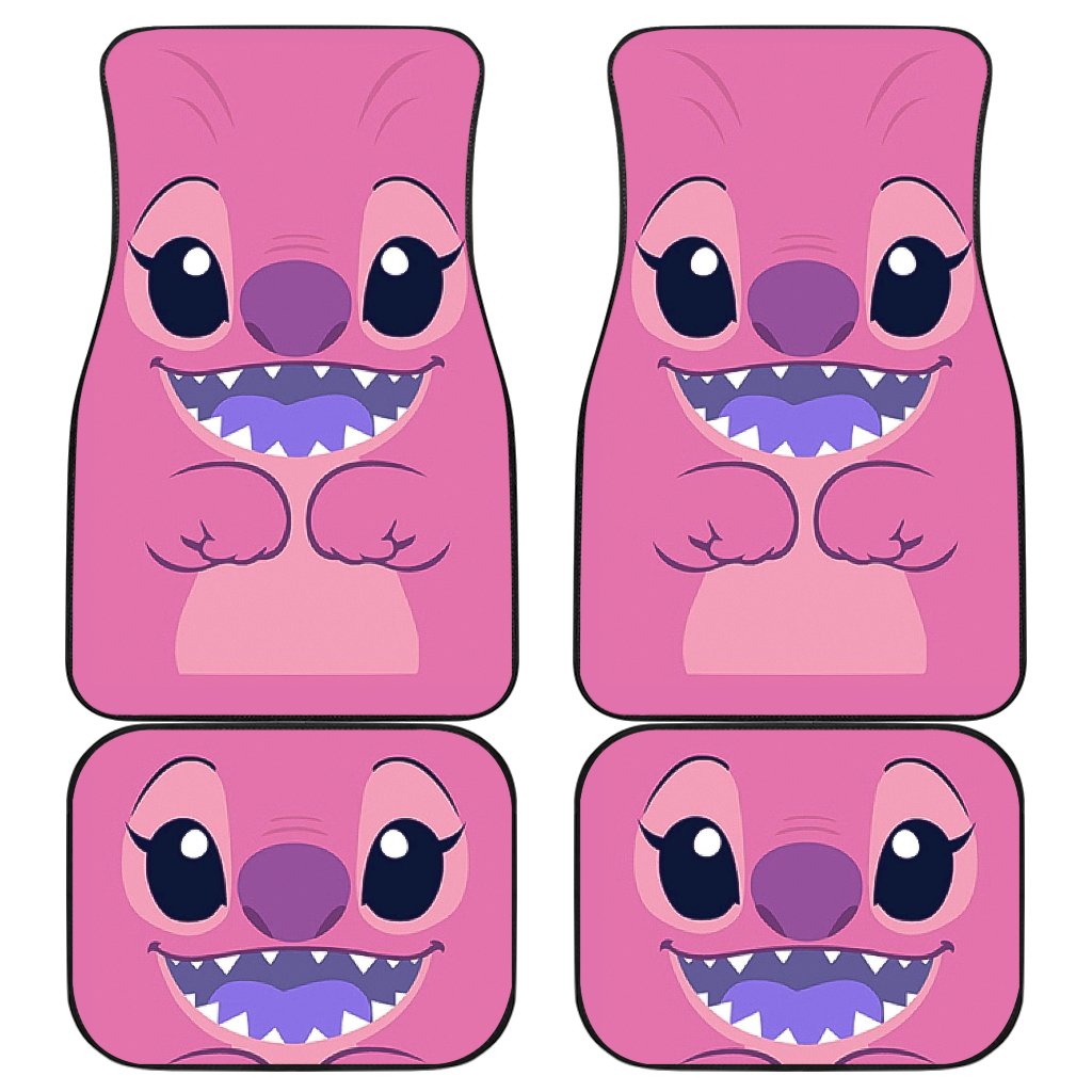 Stitch Car Mats DN Angel Face Body Details Pattern Costume Car Floor Mats Pink