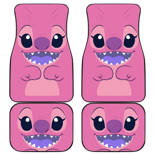 Stitch Car Mats DN Angel Face Body Details Pattern Costume Car Floor Mats Pink