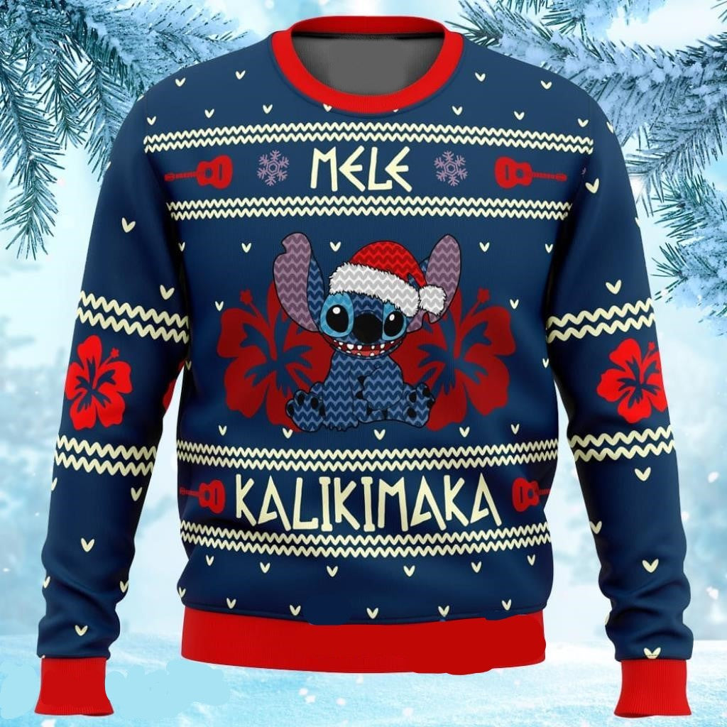 DN Stitch Sweatshirt Stitch Mele Kalikimaka Sweatshirt Blue Unisex